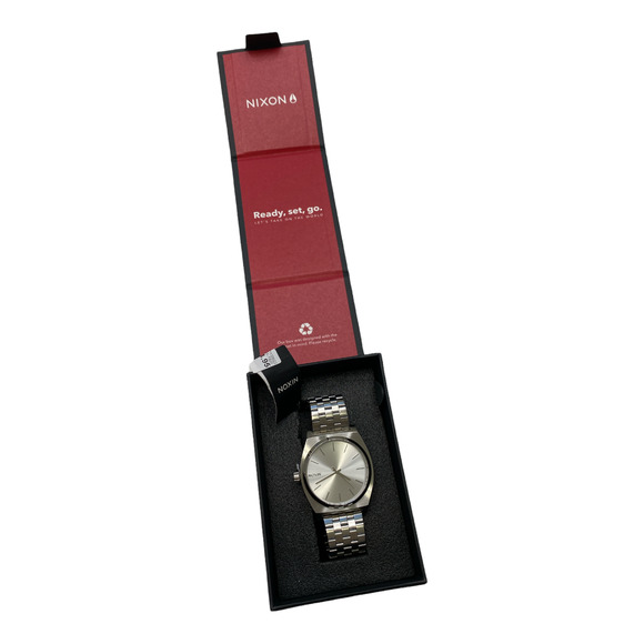 NIXON All Silver Time Teller Watch NWT